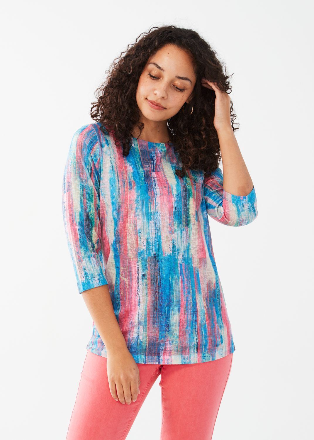 3/4 Sleeve Boatneck Top 3574451