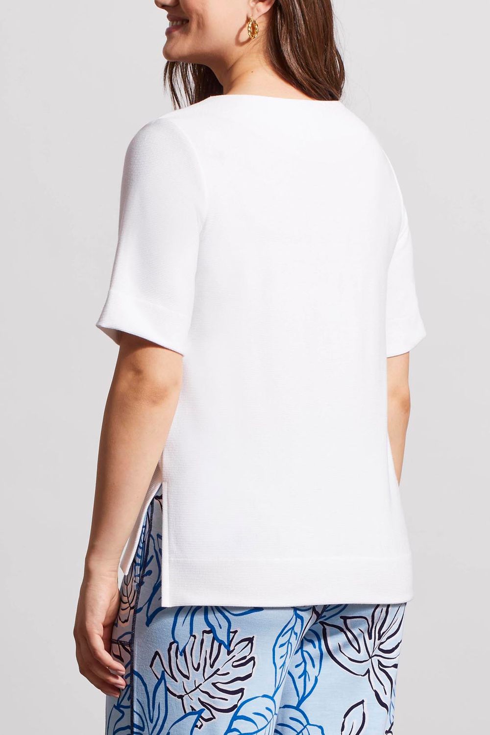 Boat Neck Top With Side Slits 5457O-4944, Color: White, Size: XS