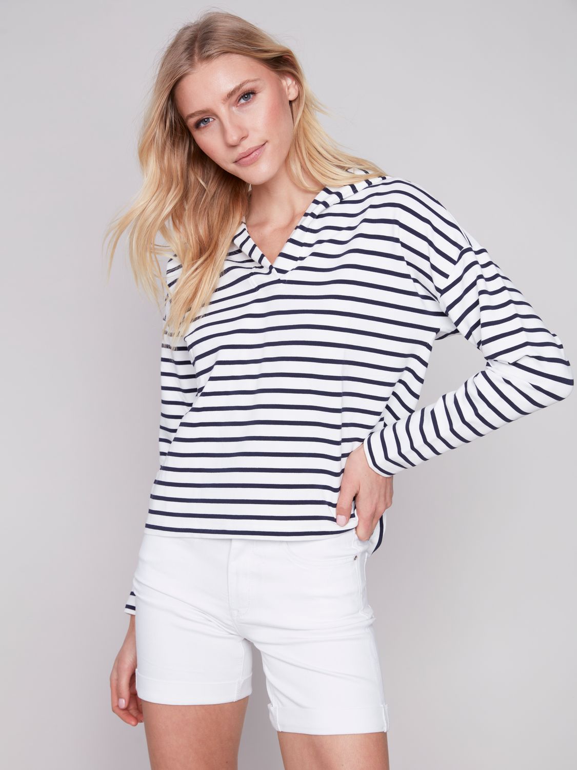Hoodie With Hi Low Hem C1351/766N, Color: Navy, Size: S