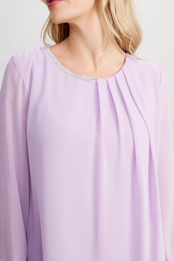 Pleated Neckline Top Style  248300, Color: Amethyst, Size: M