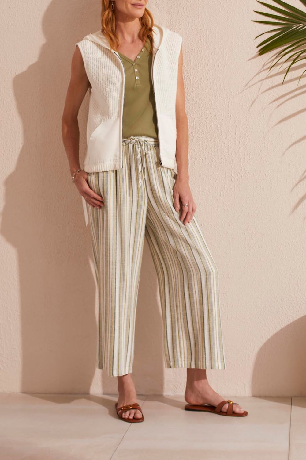 Pull On Flowy Crop Pant With Drawcord 7704O-4400, Color: French Oak, Size: XS