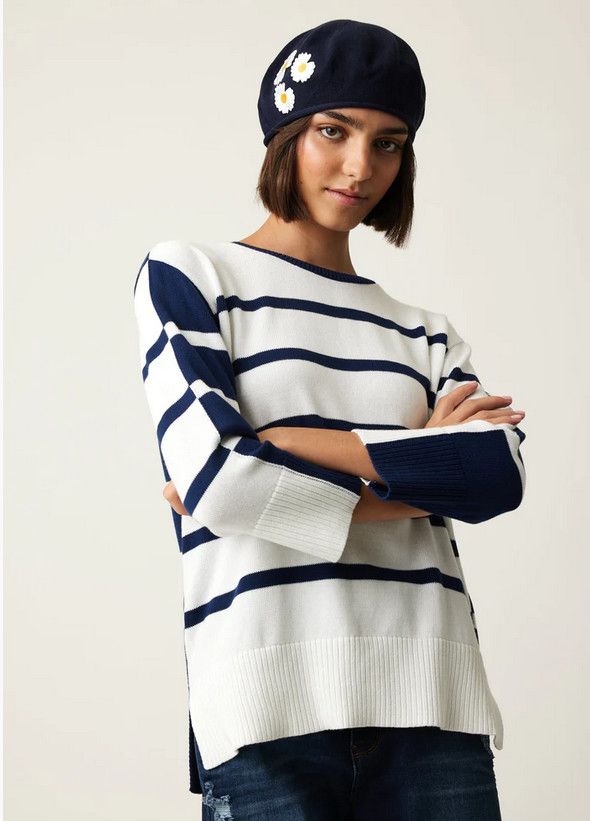Mariner Tunic 70189, Color: White/Indigo Dye, Size: S