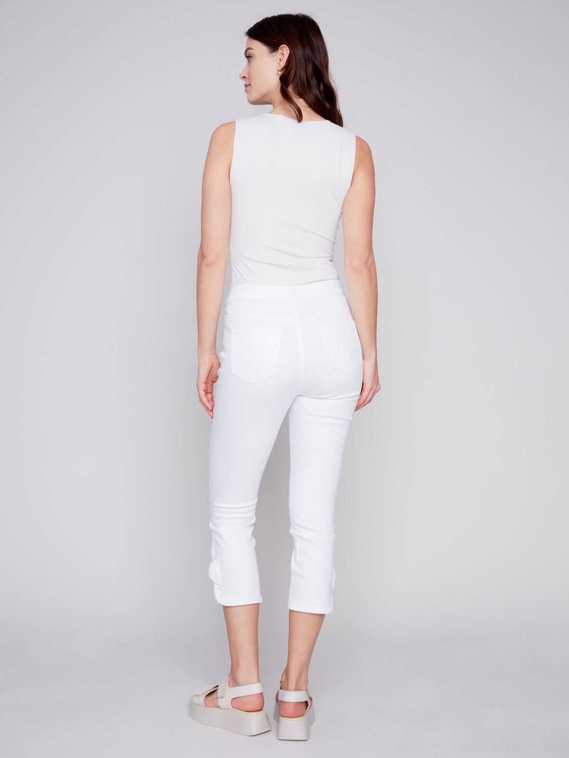 Crop Pant With Side Bow C5333RR/615A, Color: White, Size: 4