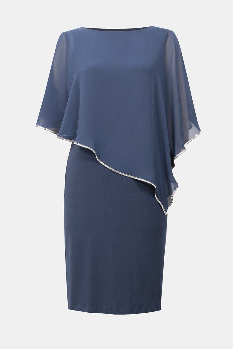 Layered Dress With Cape Overlay 223762S24 , Color: Serenity Blue, Size: 8