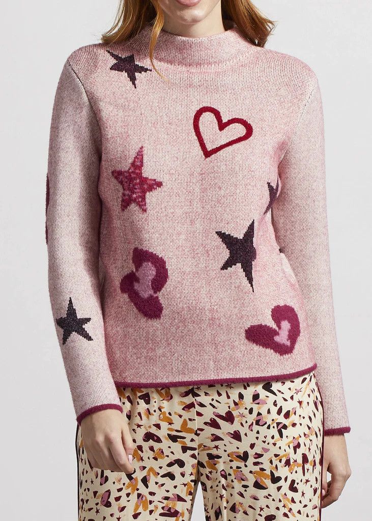 Mock Neck Intarsia Sweater 5333O-4857, Color: Champagne, Size: XS