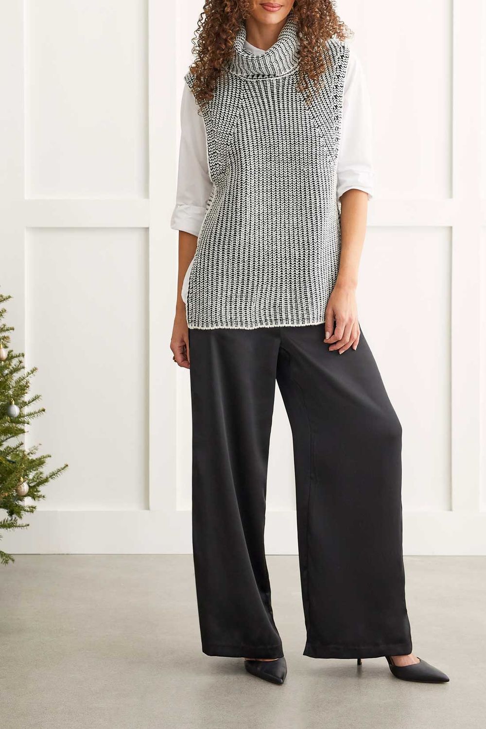 Sleeveless Cowl Neck Sweater 1555O-3819, Color: Black, Size: XS