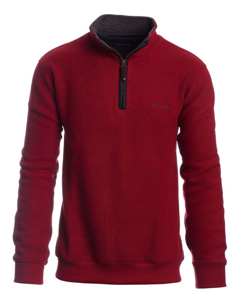 Zip Neck Sweater 90120H, Color: Red, Size: S