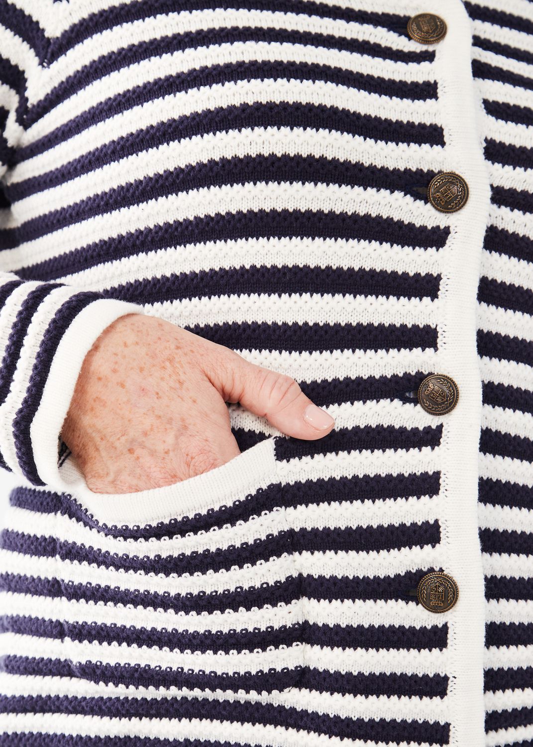 White &amp; Navy Cardigan Jacket 1827314