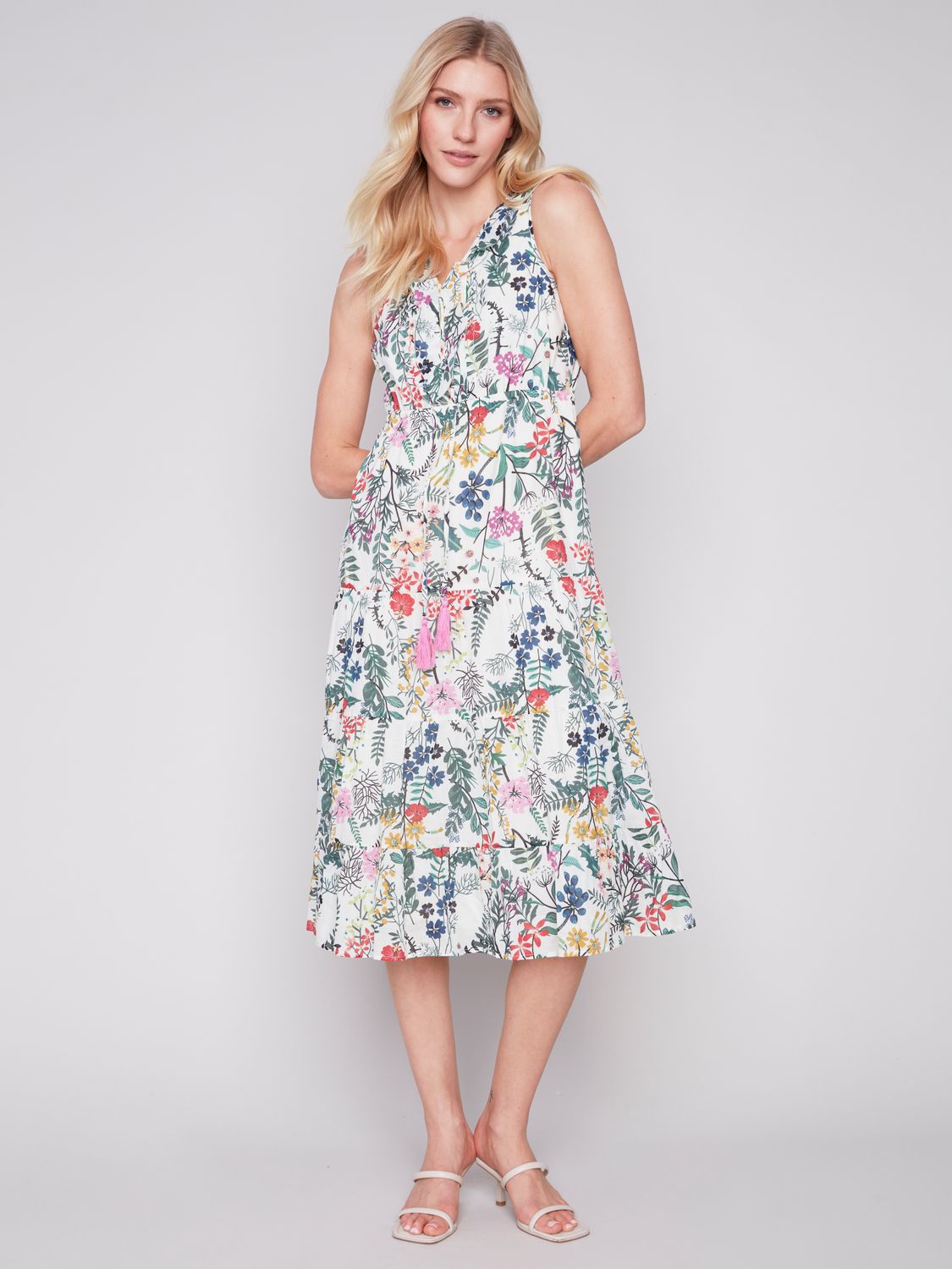 Maxi Dress With Tassels C3164/802B, Color: Floral, Size: S