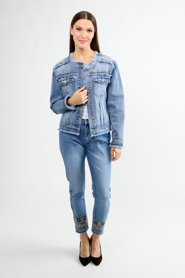 Novelty Denim Jacket 81006, Color: Medium Blue, Size: XS