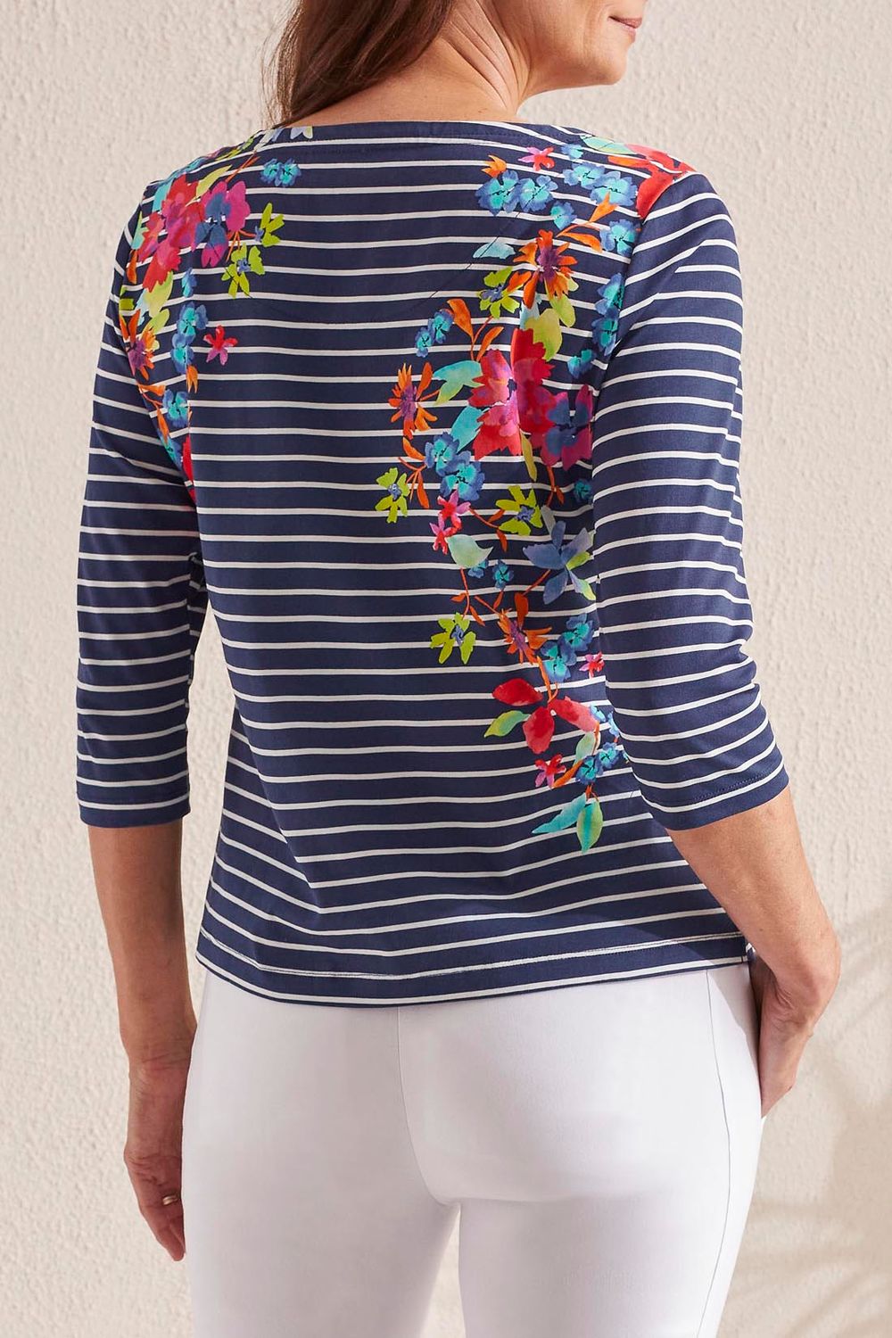 3/4 Sleeve Boatneck Top 1793O-3921, Color: Jet Blue, Size: S