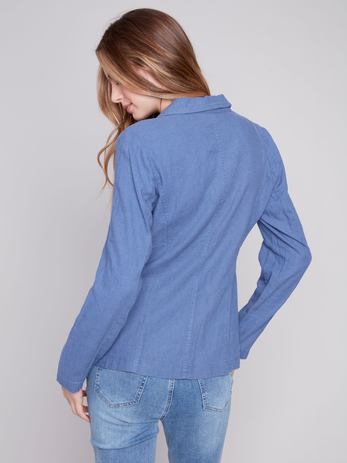 Linen Blazer C6301-229B, Color: White, Size: XS