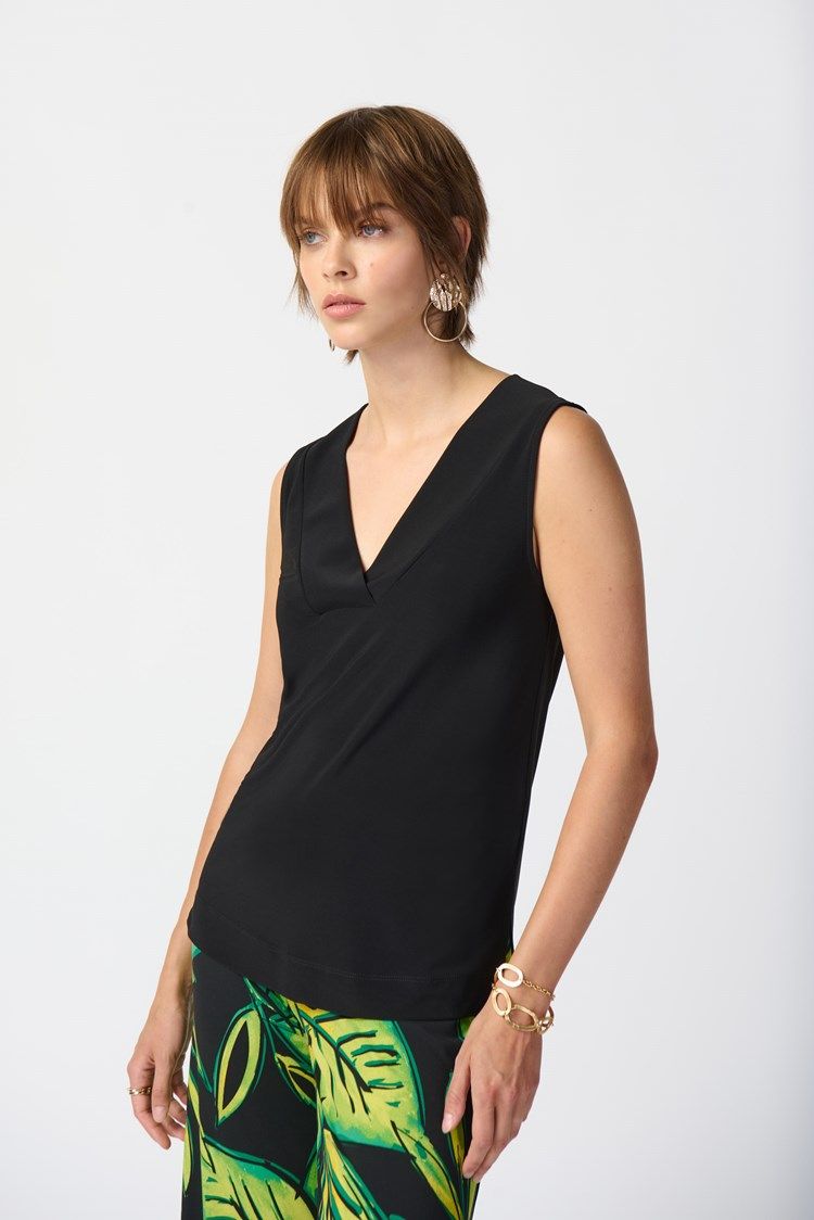Silky Knit Sleeveless Top 241239 , Color: Black, Size: 10