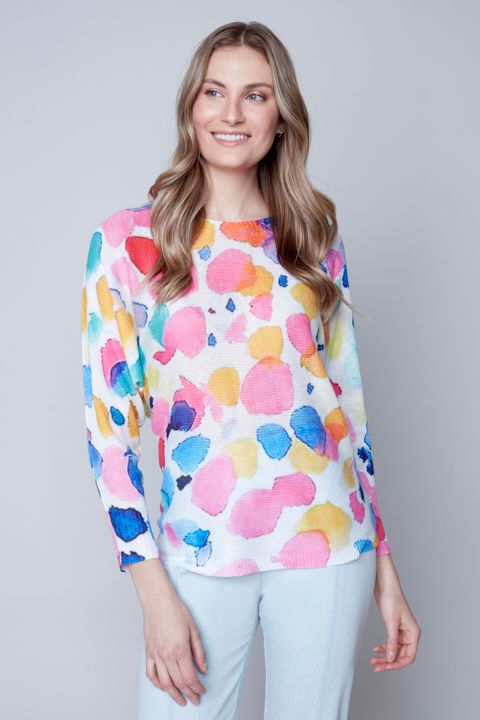 Knit Sweater 6802, Color: Multi, Size: XS