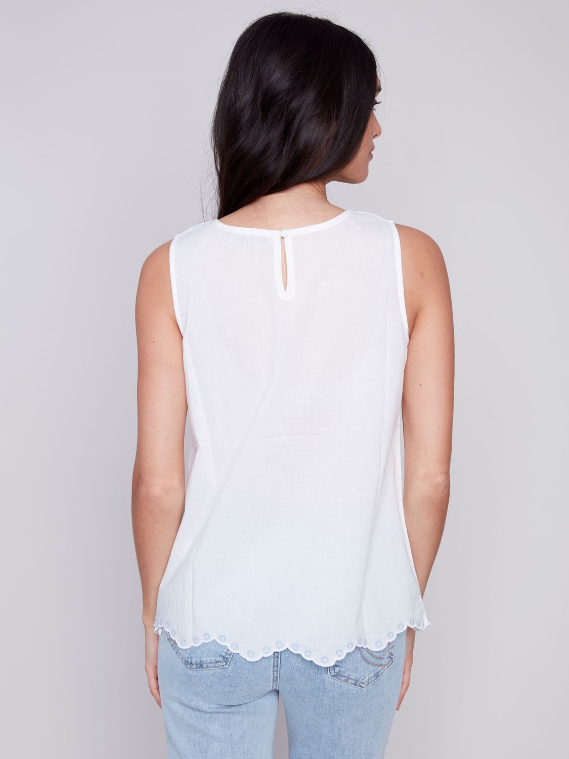 Embroidered Sleeveless Top C4510/868B, Color: White, Size: XS