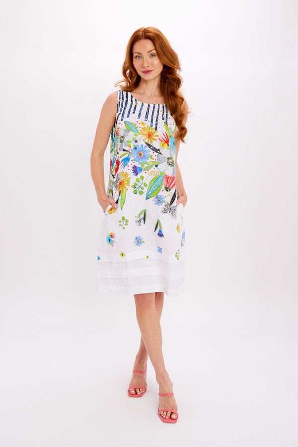Pleated Floral Mini Dress Style 24764-6609, Color: Multi, Size: S