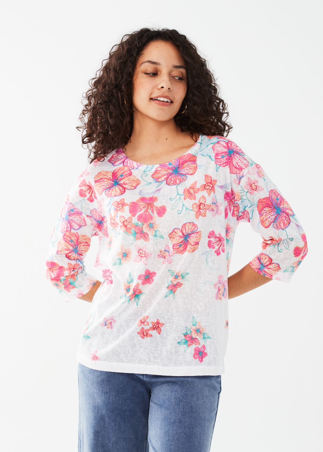Drop Shoulder 3/4 Sleeve Top 3476451