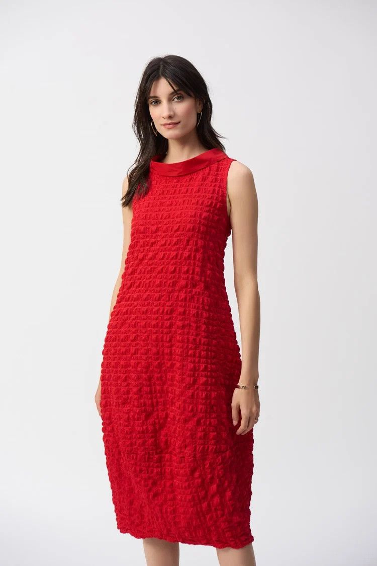 Textured Woven Sleeveless Cocoon Dress 241204 , Color: 2166-Midnight Blue, Size: 10