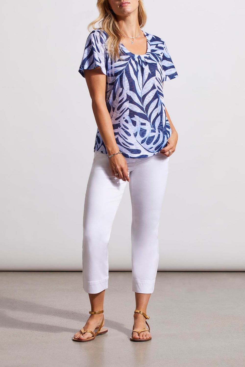 Flutter Sleeve U Neck Top 4835O-3533, Color: Bluestar, Size: S