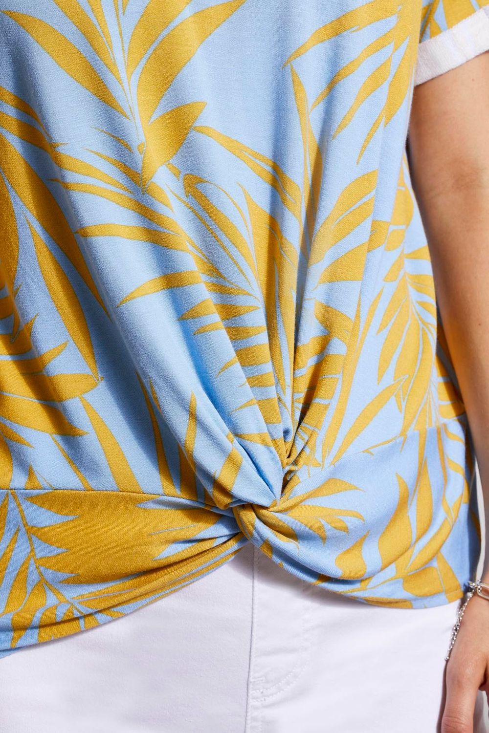 T-Shirt With Faux Knot Detail 7702O-1567, Color: TIdeblue, Size: XS