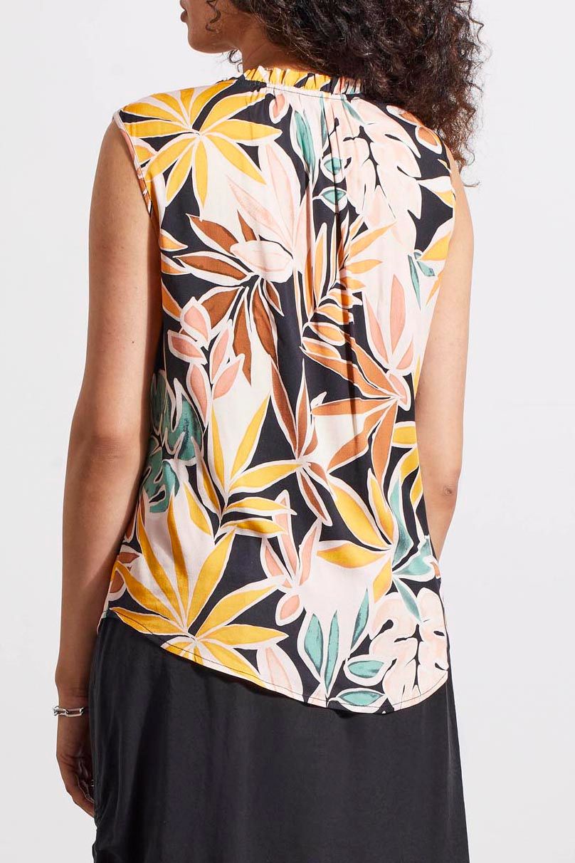 Sleevelss Blouse With Frill Neck 4442O-1434, Color: Apricottan, Size: S
