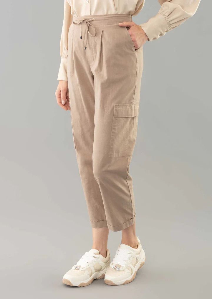 Dominica 26" Cargo Style Linen Pant 11211081, Color: Tan, Size: 4