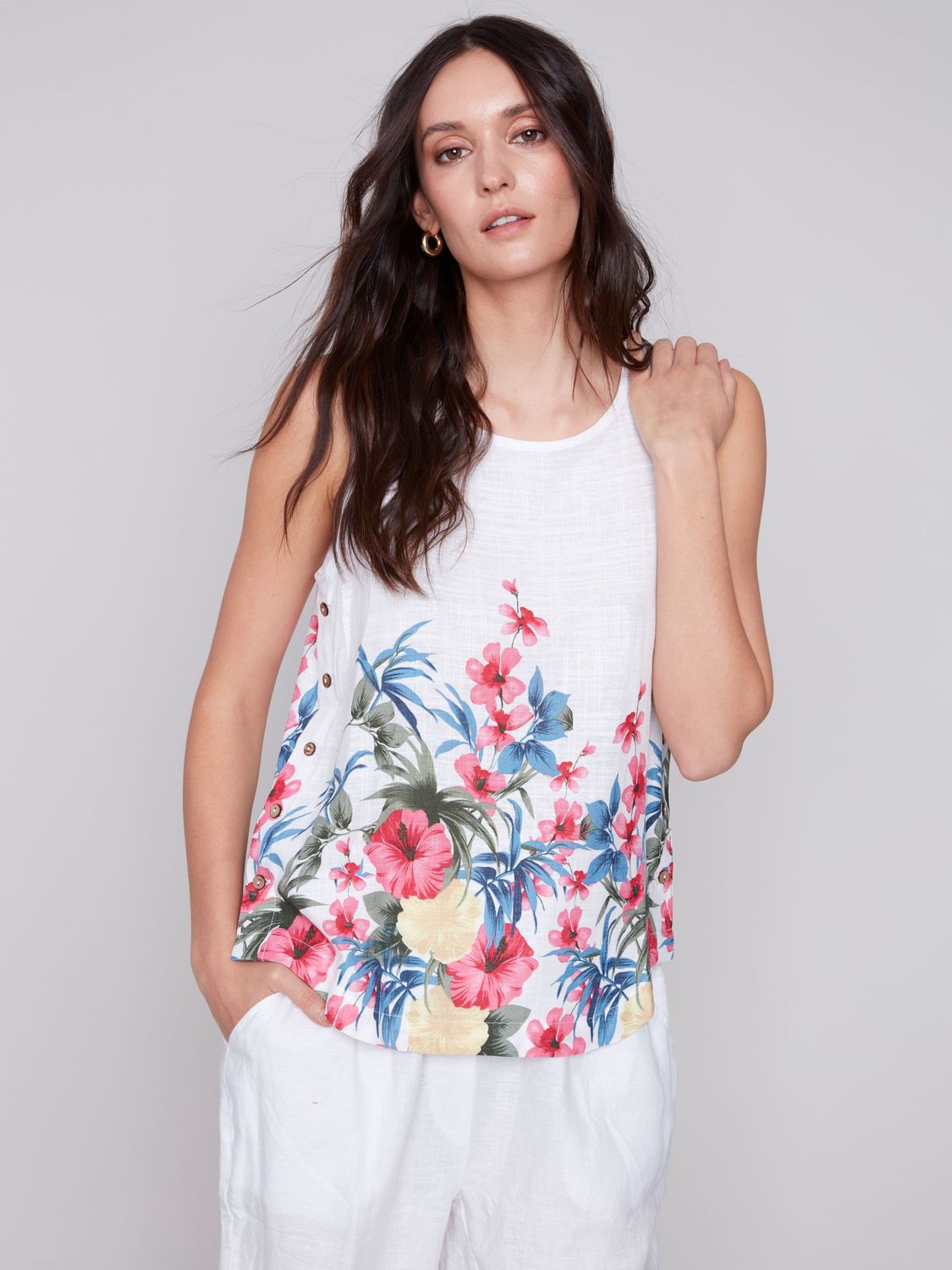 Sleeveless Linen Blouse C4425XP-787A
