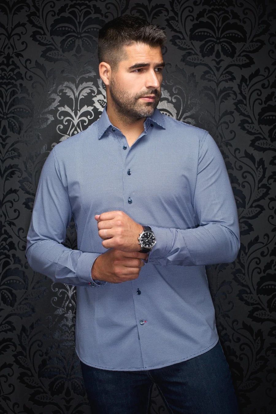 Alexander Long Sleeve Shirt PDP, Color: Navy, Size: 3 (M)