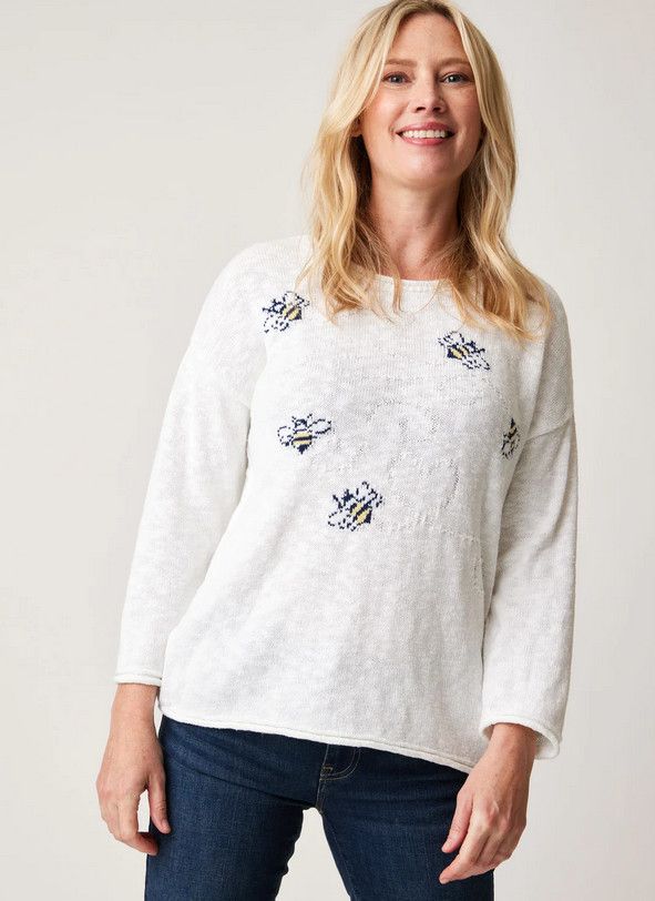Busy Bee Sweater 87299, Color: White Combo, Size: S