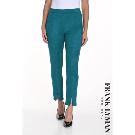 Washable Faux Suede Split Trousers 243280, Color: Teal, Size: 4
