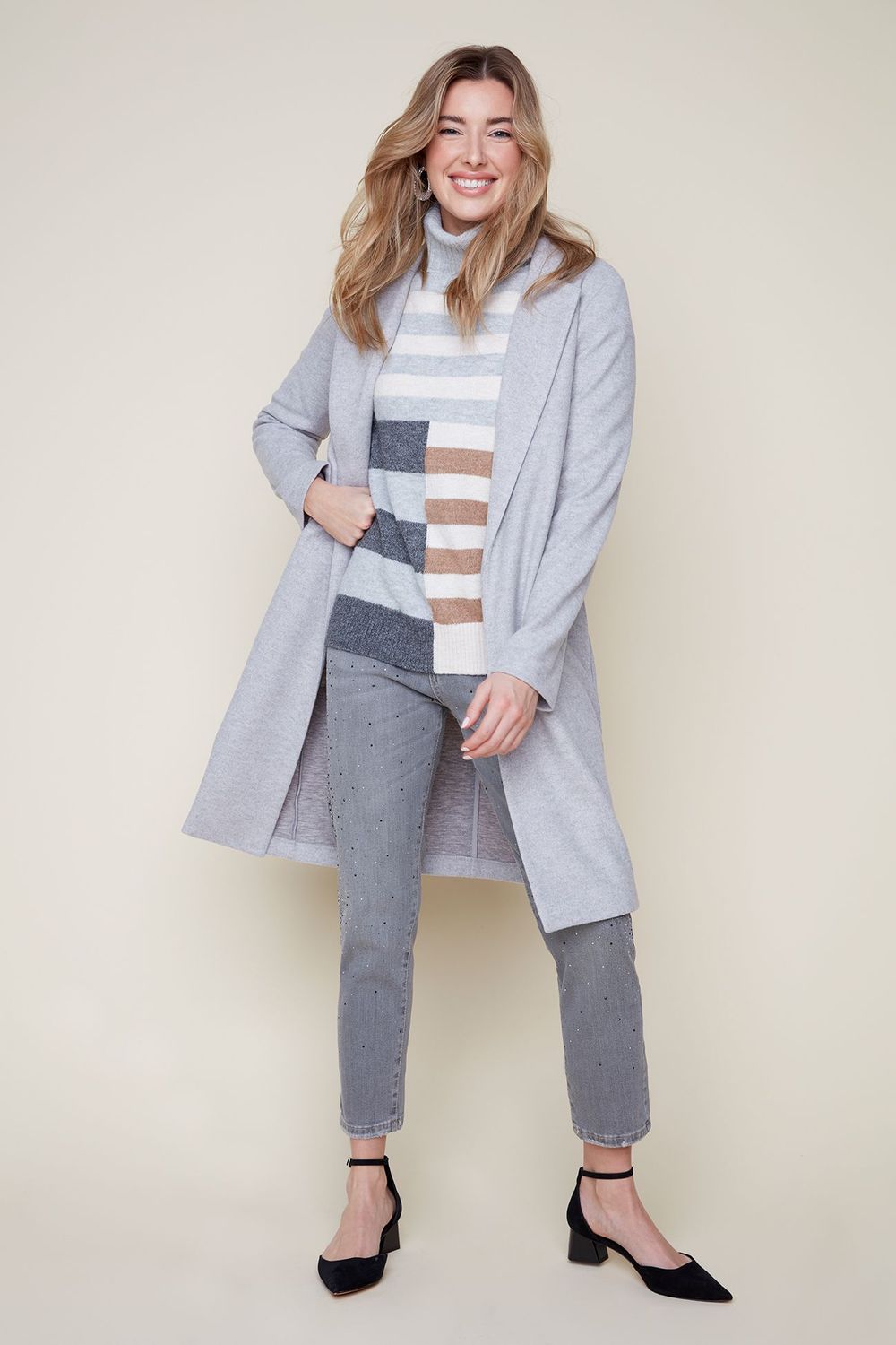 Knit Jacket R3865 E2196, Color: Heather Grey, Size: S