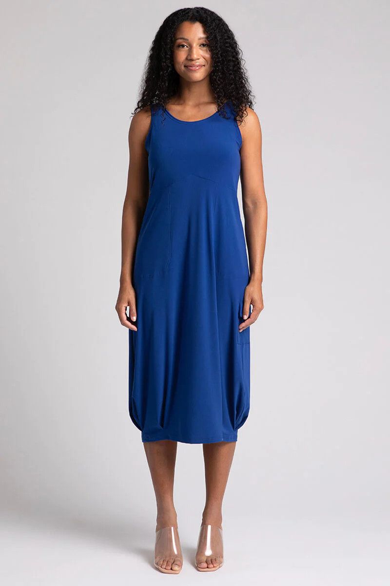 Nu Pleat Hem Tank Dress 28175, Color: Twilight, Size: 8