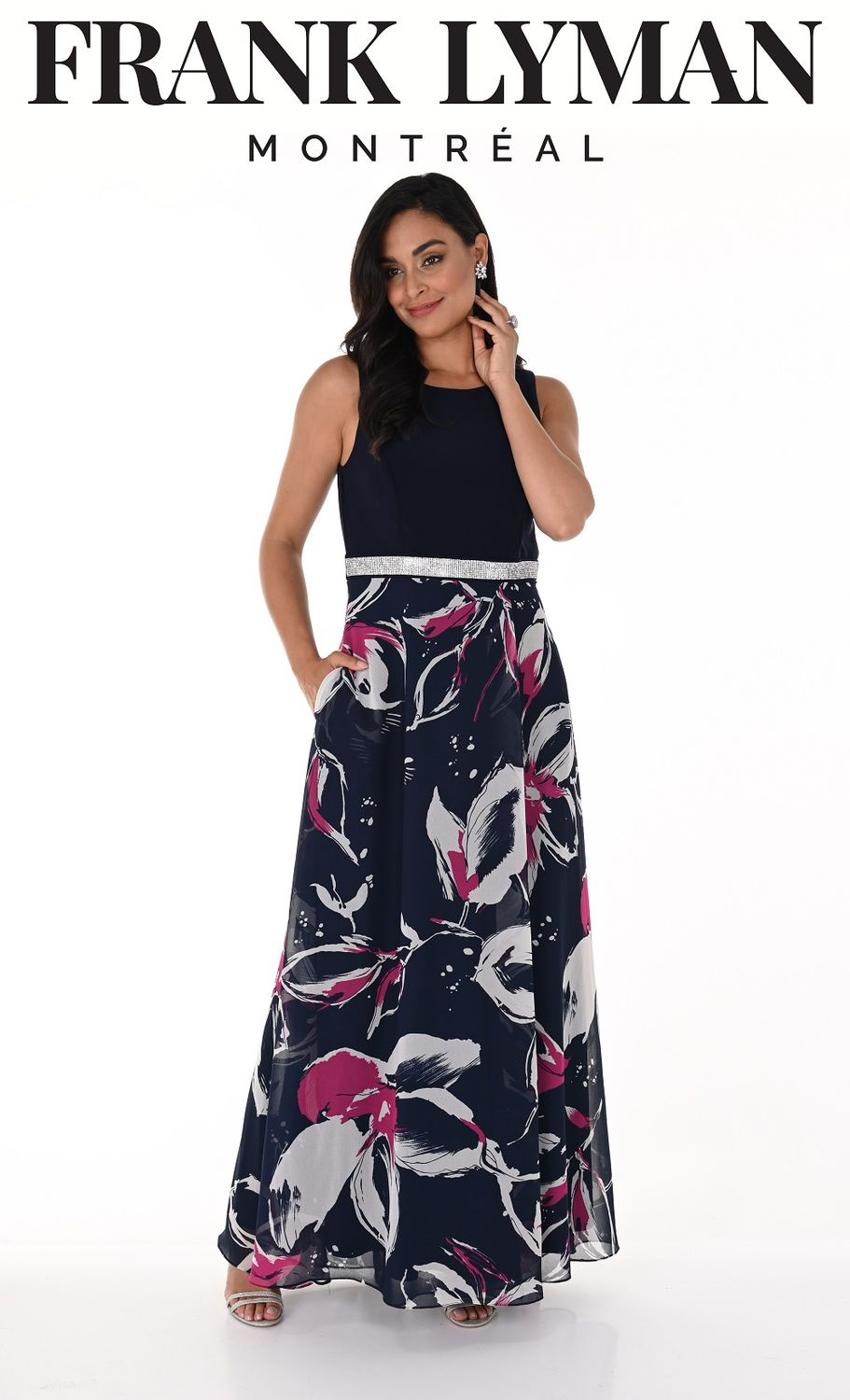 Maxi Dress 248102, Color: Midnight/Fuchsia/Blue, Size: 6