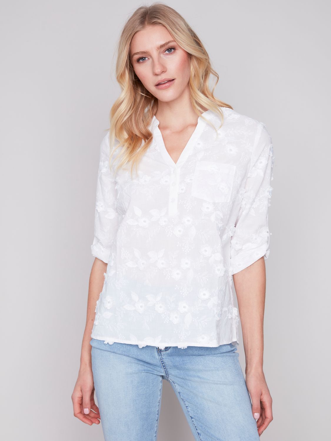 Blouse With Emroidery C4188RR/887B, Color: White, Size: XS
