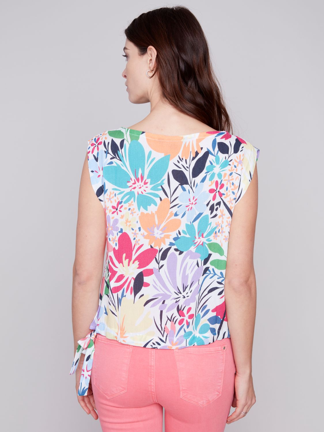 Sleeveless Top With Cord At Sides C4485RP/083A, Color: Blossom, Size: XS