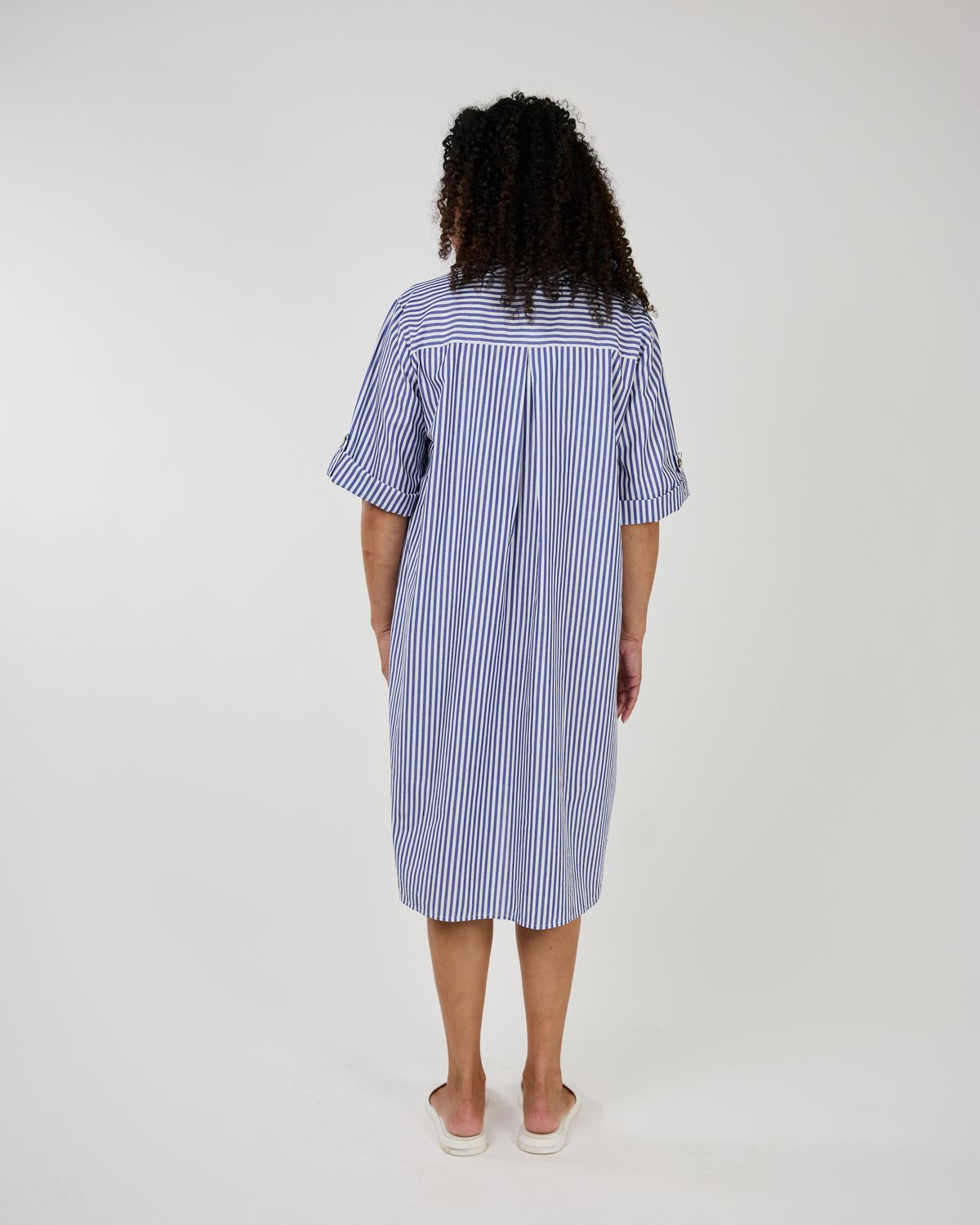 Cinta Shirt Dress 5254, Color: Blue Stripe, Size: XS