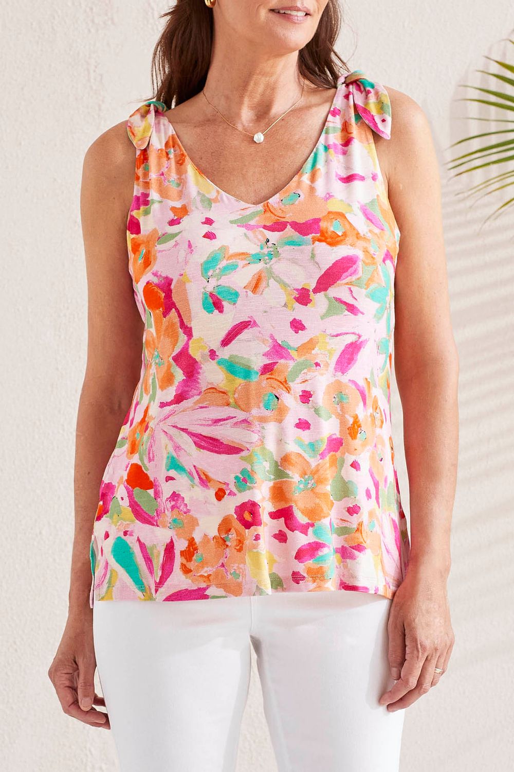 Sleeveless Top With Shoulder Tie 4947O/2765, Color: Raspberry, Size: S