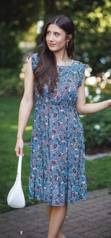 Floral Midi Dress PD-16563, Color: Grey, Size: XS