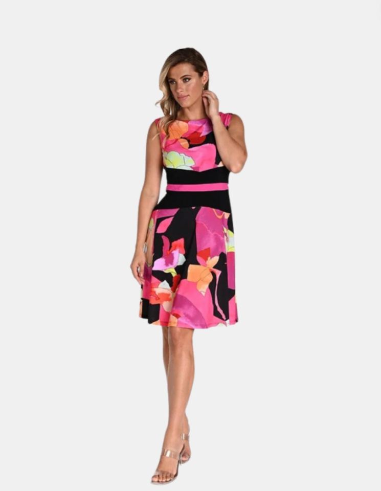 Knit Power Dress 241108, Color: Fuchsia/Black, Size: 8
