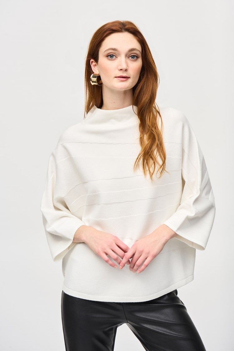 Sweater Knit Mock Neck Boxy Top 243953 T