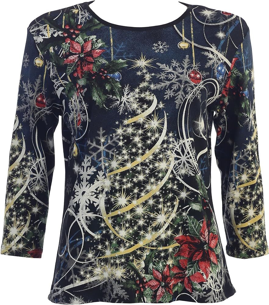 Christmas Joy Cotton Top 14-1077, Color: Multi/Black, Size: S