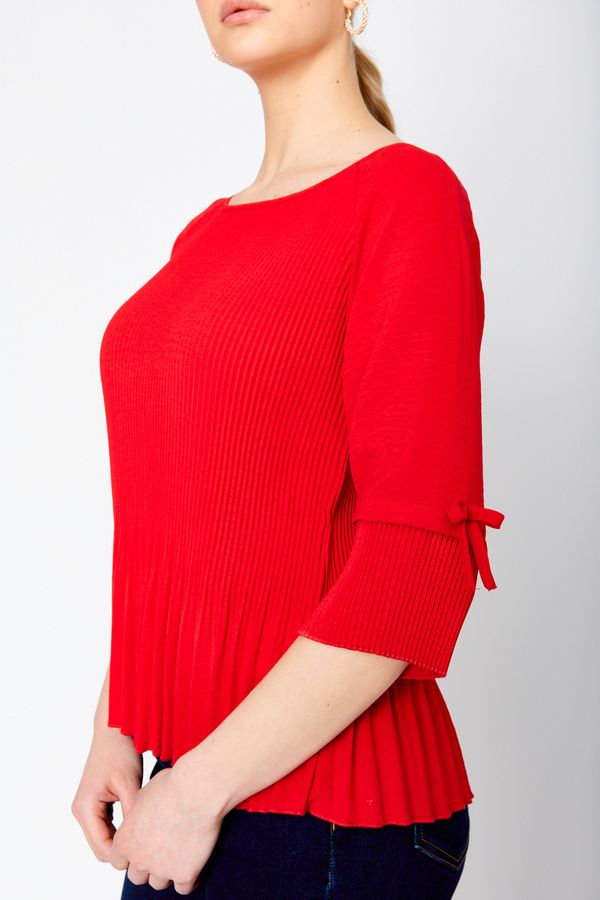 Casual Boat Neck Pullover Style 243519, Color: Red, Size: S