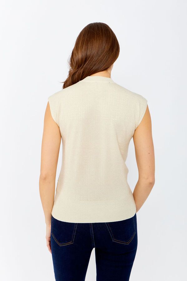 Mock Neck Top 243464, Color: Beige, Size: M