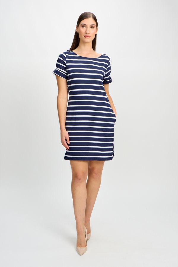 Striped Boatneck Dress 80007, Color: Navy/White, Size: XS