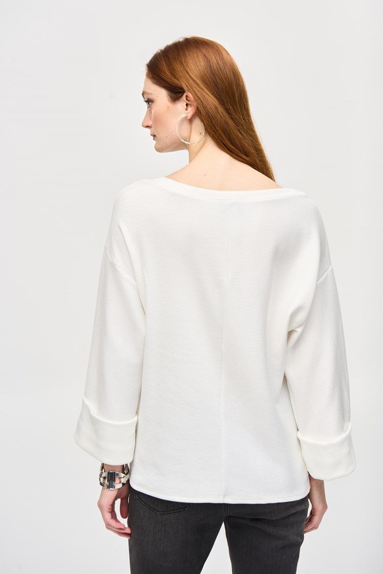 Needle Rib Boxy Top 243103 , Color: Vanilla, Size: 6