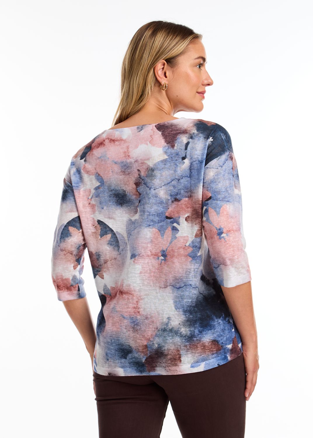 Drop Shoulder Boat Neck Top 3329451, Color: Leaf Pile, Size: S
