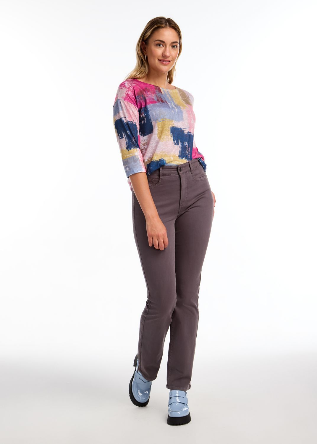 Drop Shoulder Boat Neck Top 3435451, Color: Rothko Print, Size: XS