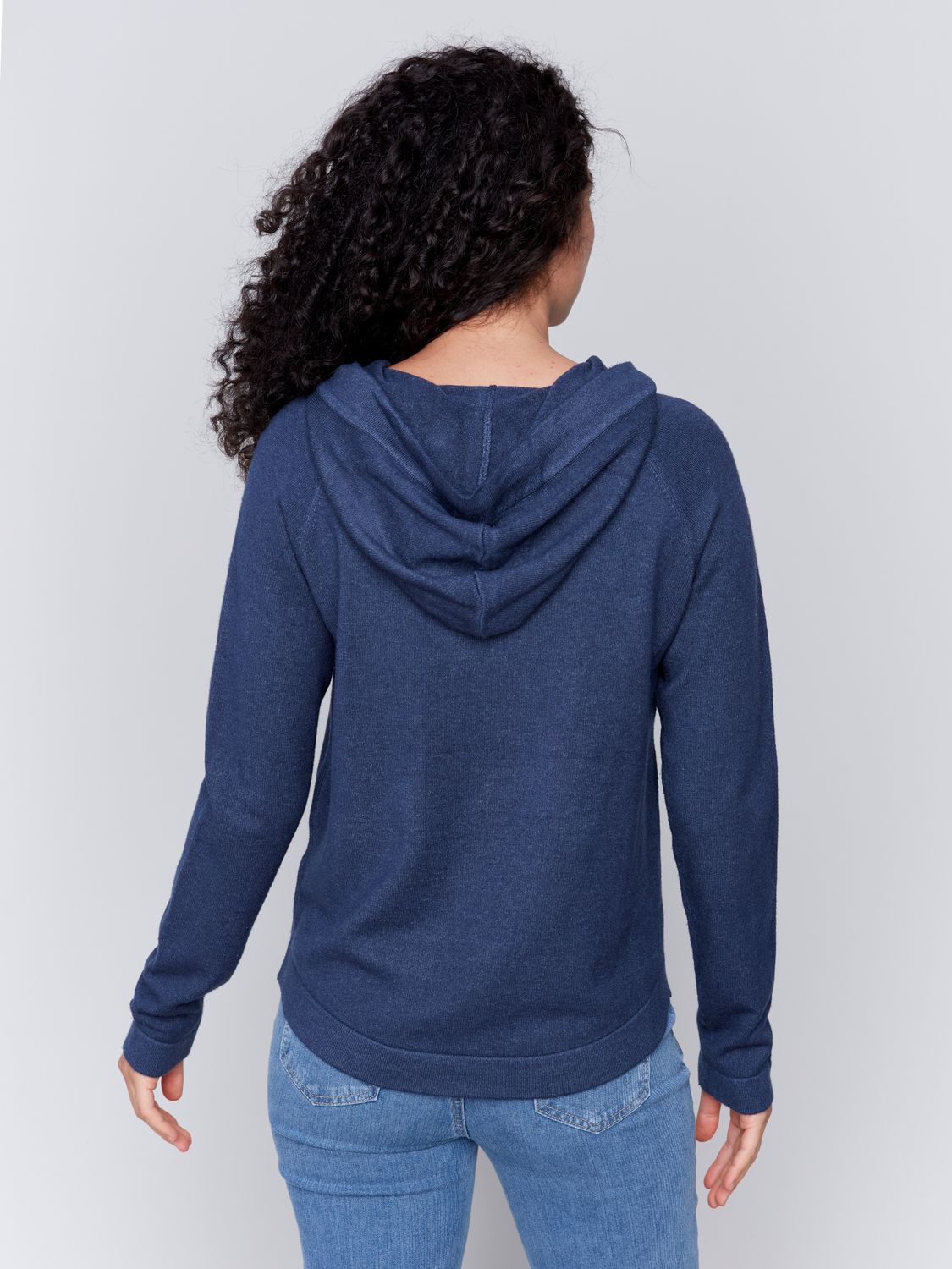 Plushy Raglan Sleeve Hoody With Pockets C2733-974A, Color: H Denim, Size: XS