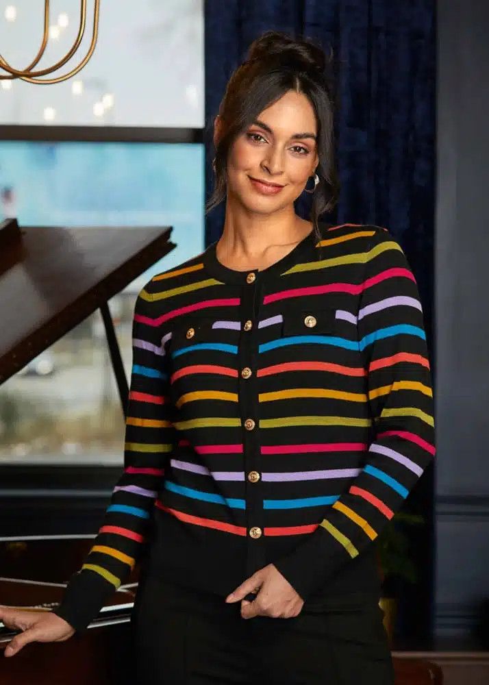 Striped Cardigan EW33069, Color: Multi, Size: XS