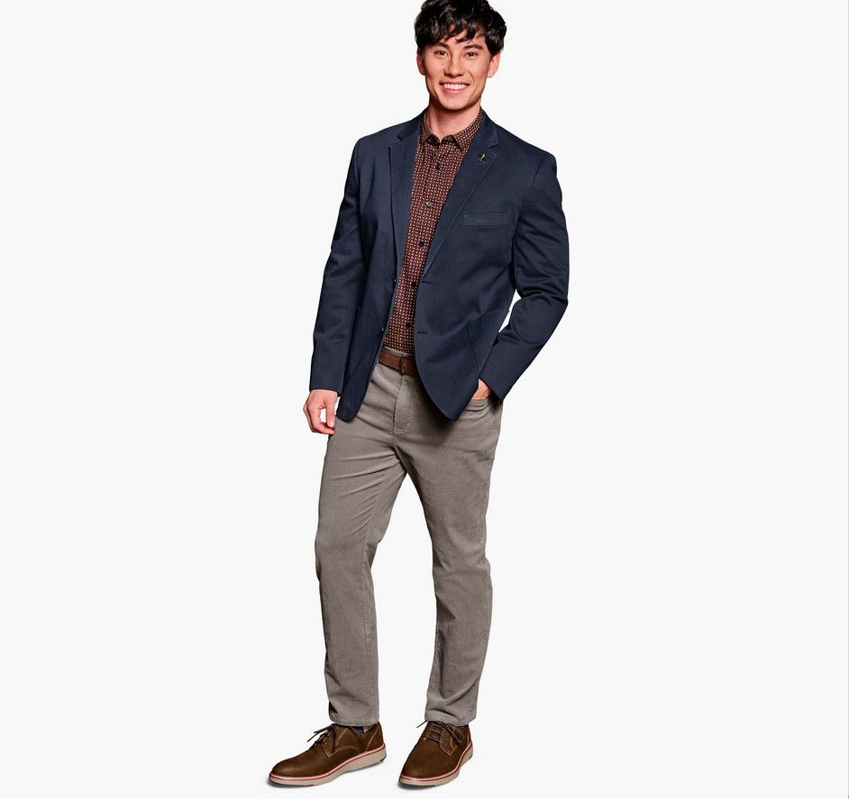 Washed Cotton Blazer 49-1880, Color: Navy, Size: M